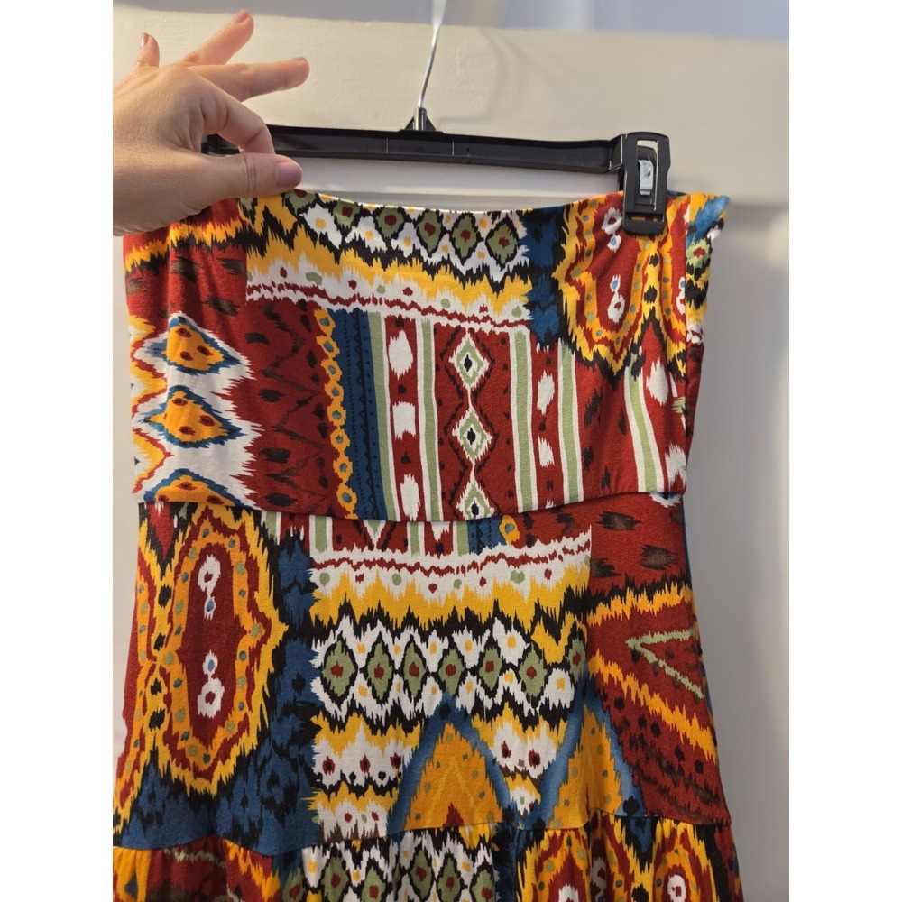 Monroe And Main Strapless Stretchy Boho Colorful Aztec Hippie Dress. Small - Picture 3 of 5